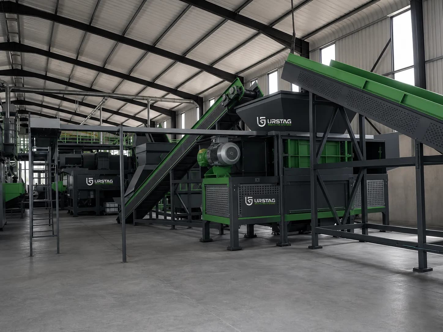 Tire shredding line, complete waste tire processing solution