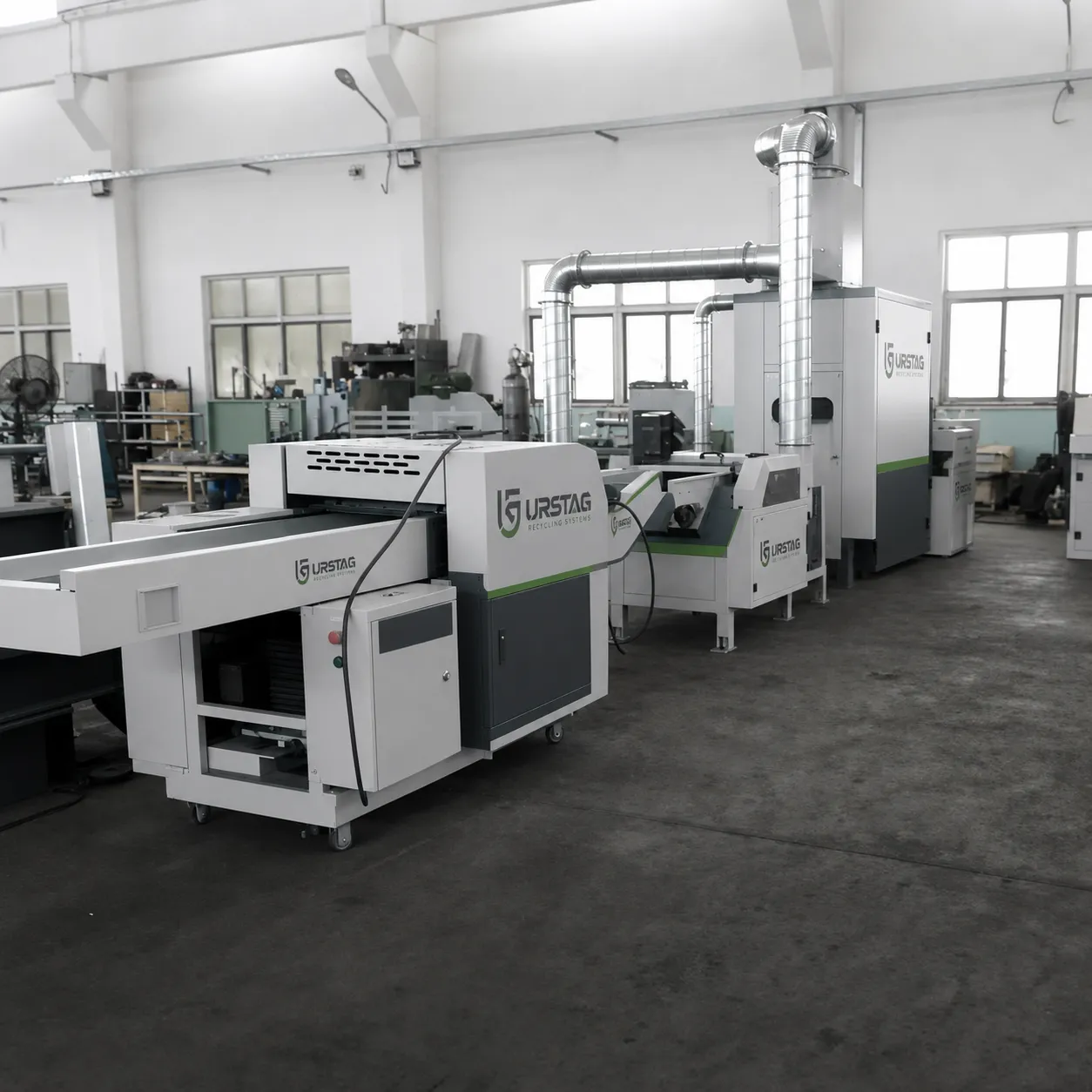 Linie test reciclare textile tip laborator, mini sistem pentru cercetare și R&D