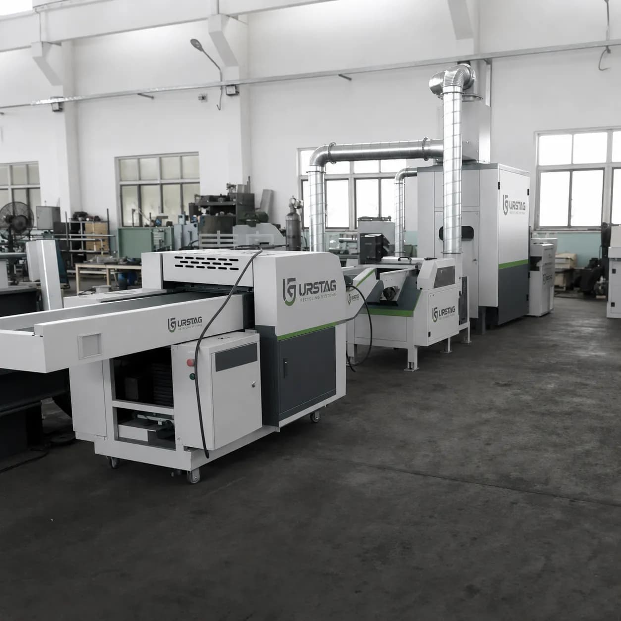 Linie test reciclare textile tip laborator, mini sistem pentru cercetare și R&D
