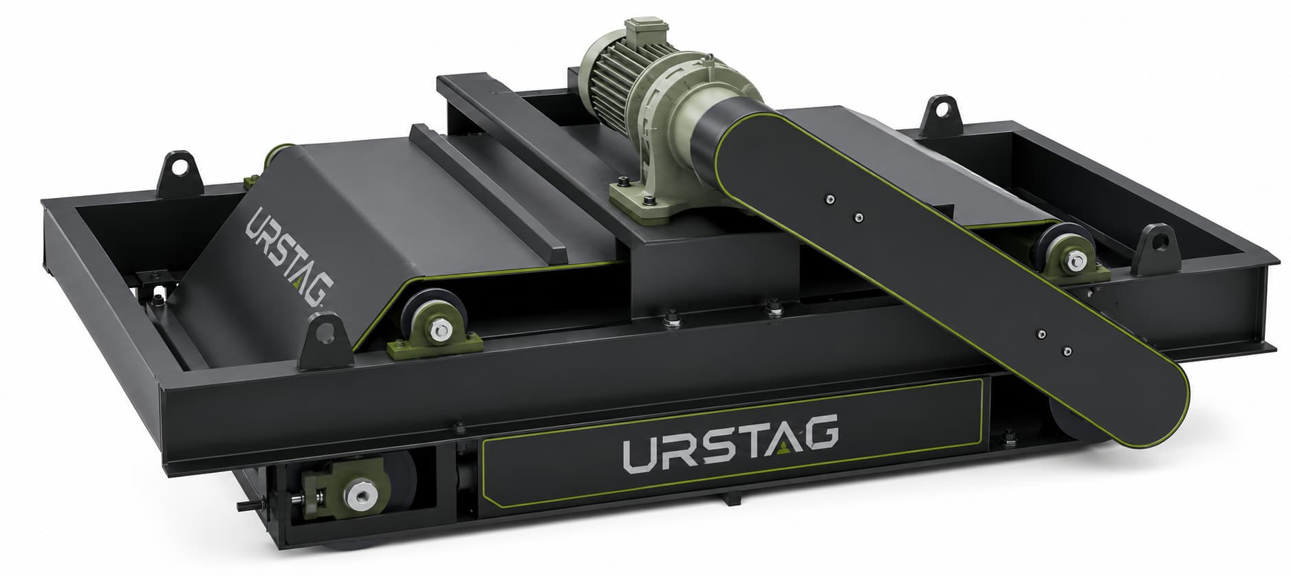 separator magnetic suspendat URSTAG — extragerea metalelor feroase de pe banda transportoare